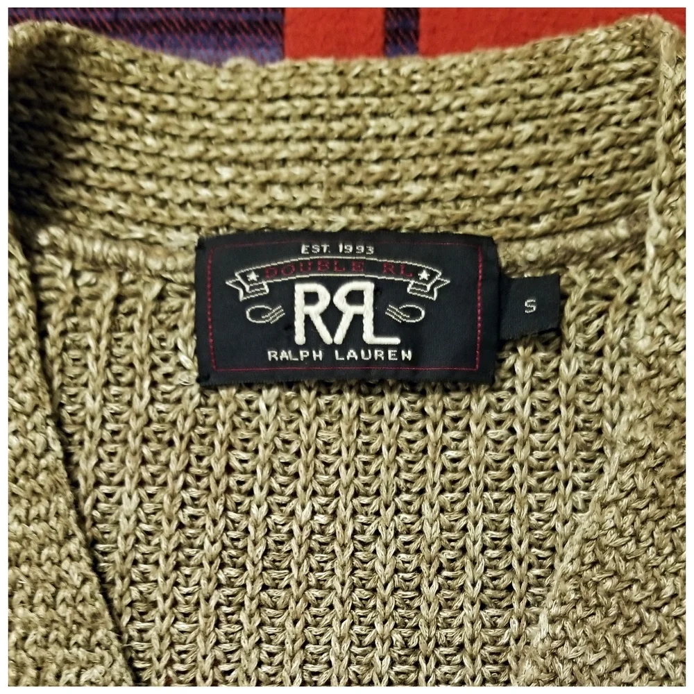 DOUBLE RL RALPH LAUREN RRL COTTON/ LINEN BLEND CARDIGAN SWEATER- SIZE SMALL